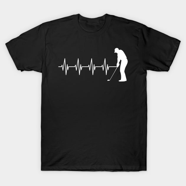 Golfer Heartbeat T-Shirt by KC Happy Shop